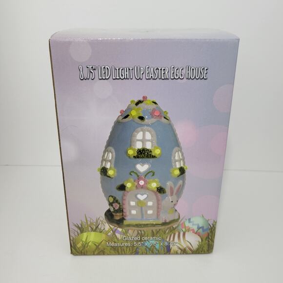 LED Light Up Easter Egg Ceramic House - Picture 3 of 8